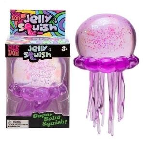 NeeDoh JELLY SQUISH Glitter Jellyfish Stress Squishy Brand New - Purple
